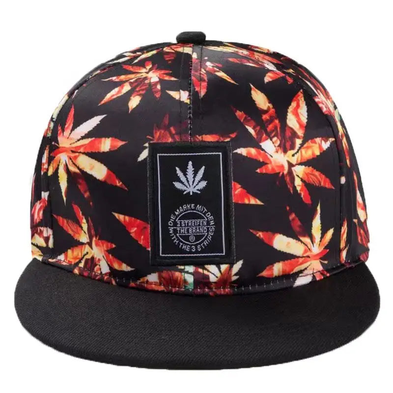 Adjustable Hiphop high Cool Street Sun Protect Dance Hats Weed Canna Leaf Snapback Cap Baseball cap