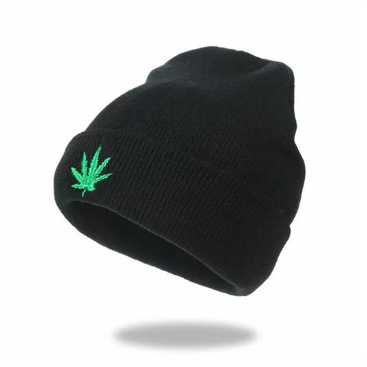 New classic Fashion Men Women Winter Weed Leaf Beanie Hats Warm Knitting Winter Hat For Women Autumn Woolen Cap Fashion hat 2024