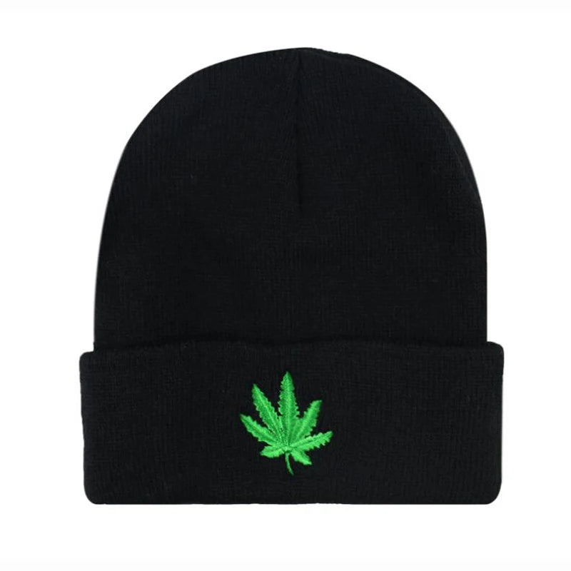 New classic Fashion Men Women Winter Weed Leaf Beanie Hats Warm Knitting Winter Hat For Women Autumn Woolen Cap Fashion hat 2024